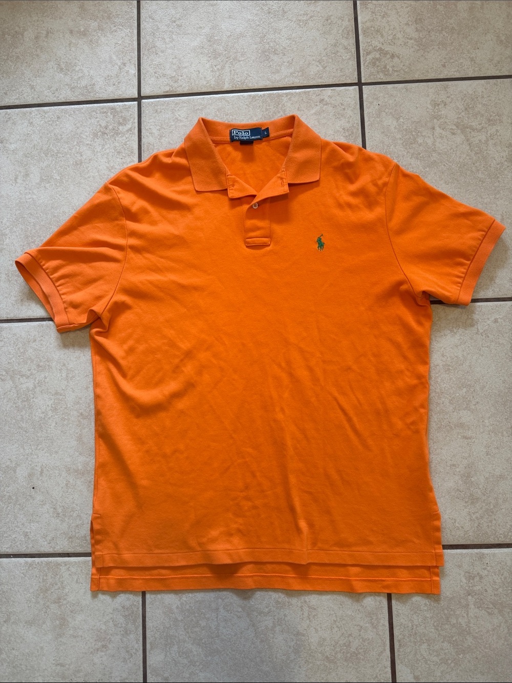 Polo by Ralph Lauren Men’s Orange Polo with Green Pony